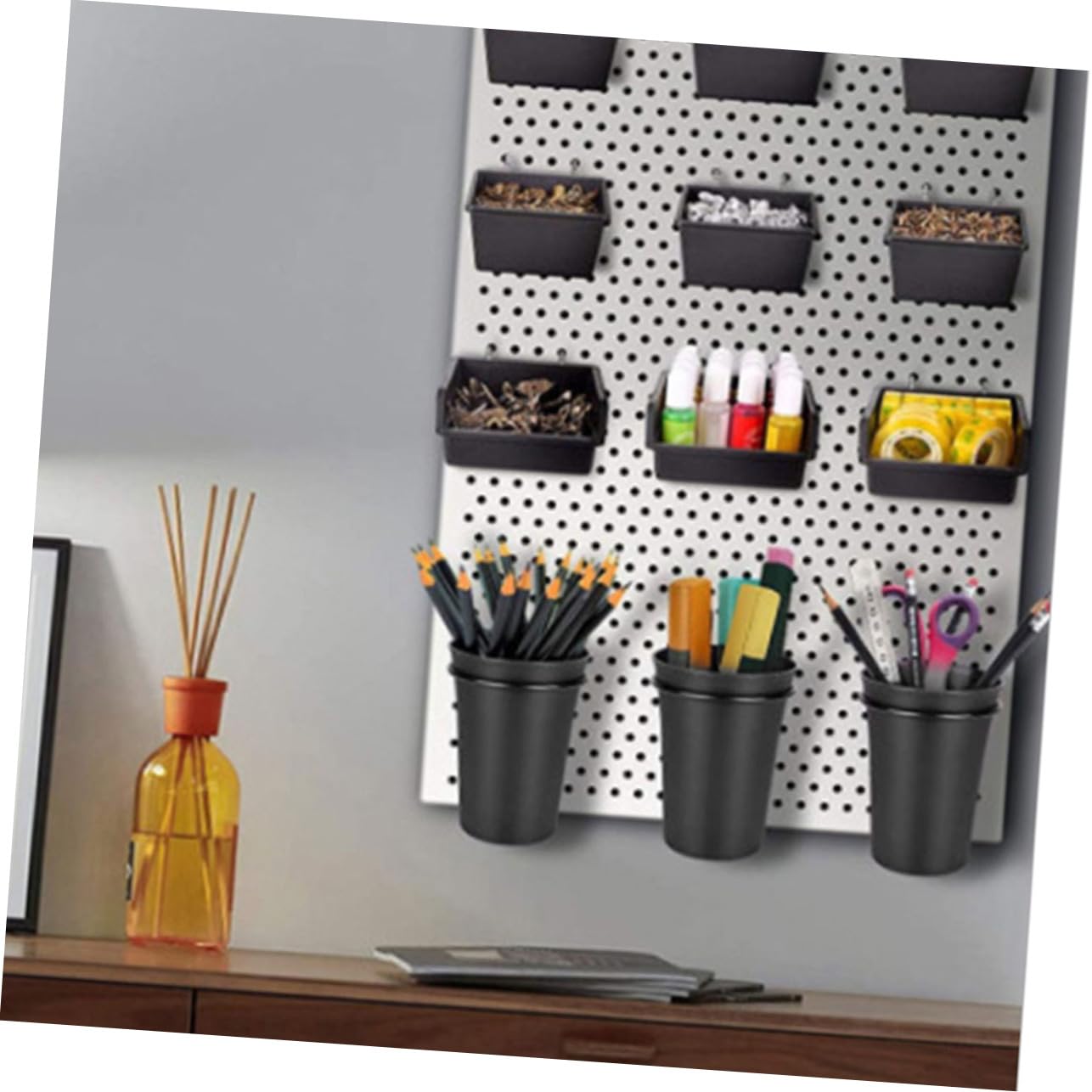 COSMEVIVI 6 Sets Pegboard Organizer with Hooks Versatile Storage for Workshop Office Garage Construction Maximizes Space Utilization Easy Installation Removal