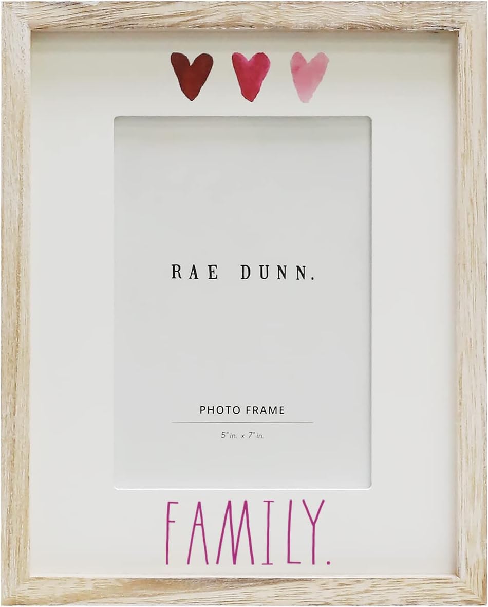 Rae Dunn 8 x 10 Inch Picture Frame Wood - Farmhouse Photo Frame for Wall Hanging or Desk / Tabletop Display - Rustic Frames for Family Photos, Couples, Kids, Pets - Home and Office Décor, "Smile"