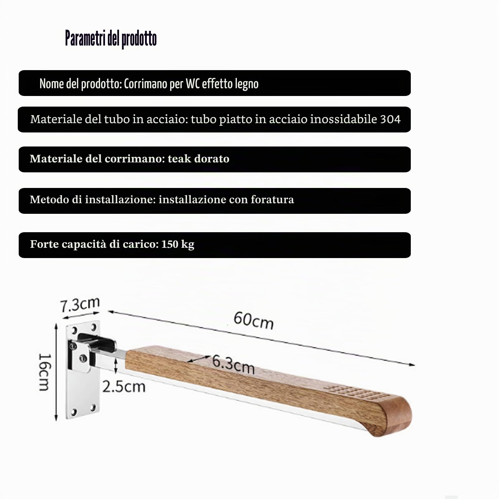 Maniglioni in Legno per Anziani da Parete, Maniglioni per disabili Maniglioni per WC Pieghevoli Maniglione Ribaltabile Vasche da Bagno e docce Maniglia per WC Sicurezza per disabili, Anziani, disabi