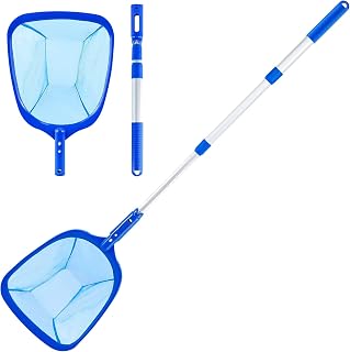 LooKu Pool Skimmer Net Upgraded Telescopic 3 Section Pole with Fine Mesh Net for Clean Swimming Pools Ponds Hot Spring Pools Accessory