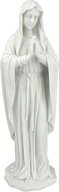 Design Toscano WU74504 Blessed Virgin Mary Statue, Small 30.5 cm Figurin Figurine, Bonded Marble Polyresin, White