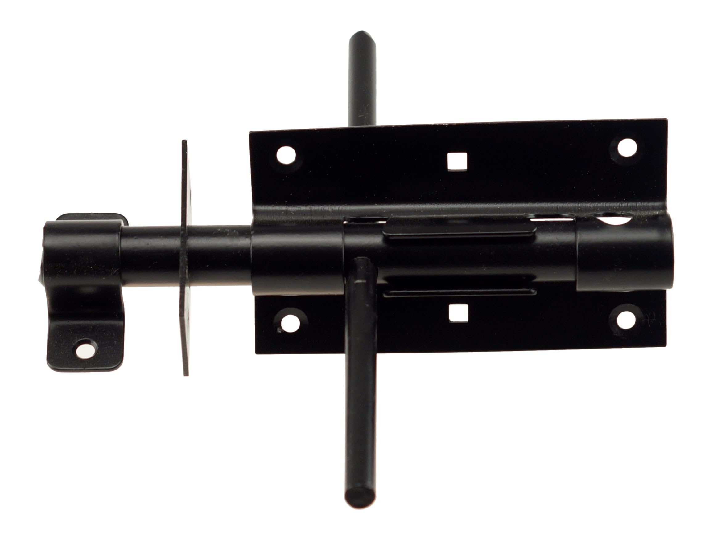 Zasuwa drzwiowa dwustronna 100 mm czarna, do furtki i drzwi, antywłamaniowa, metalowa