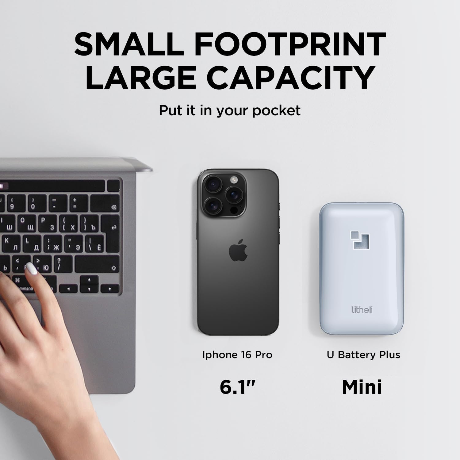 LiTHELi Portable Charger 4.0Ah Lithium Batteries 45W Max Power Bank, Suit for All U20 Power Tools and Outdoor Power Equipment（Blue）