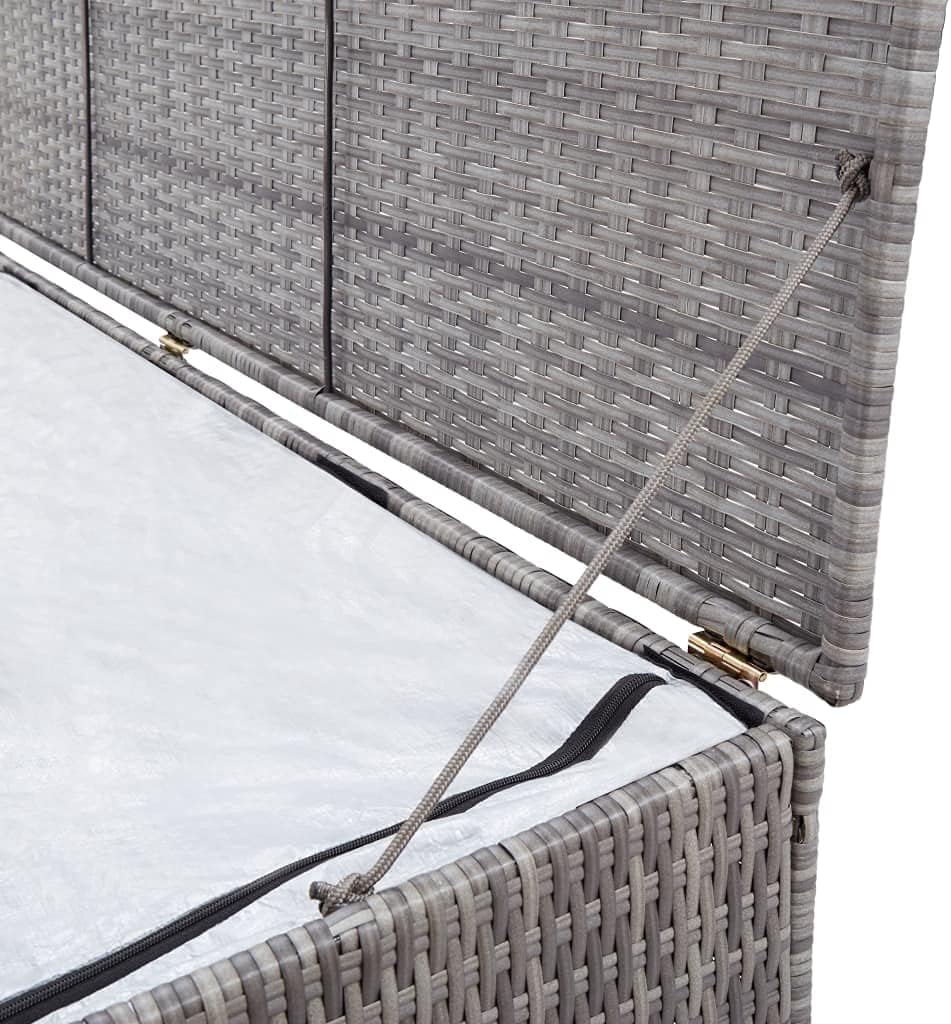 Patio Storage Box,Outdoor Cushion Storage,Outdoor Toy Storage,Outdoor Towel Storage,for Indoor or Outdoor Cushion Storage, Garden Tools Box Container Gray 59.1"x19.7"x23.6" Poly Rattan