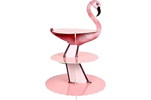 PRETYZOOM 3 Tier Flamingo Cupcake Stand with Attached Jewelry Box