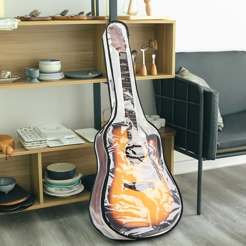 Custodia trasparente per chitarra, adatta a chitarre di dimensioni standard da 40 a 41 pollici, leggera, custodia morbida in TPU con schermatura antipolvere impermeabile