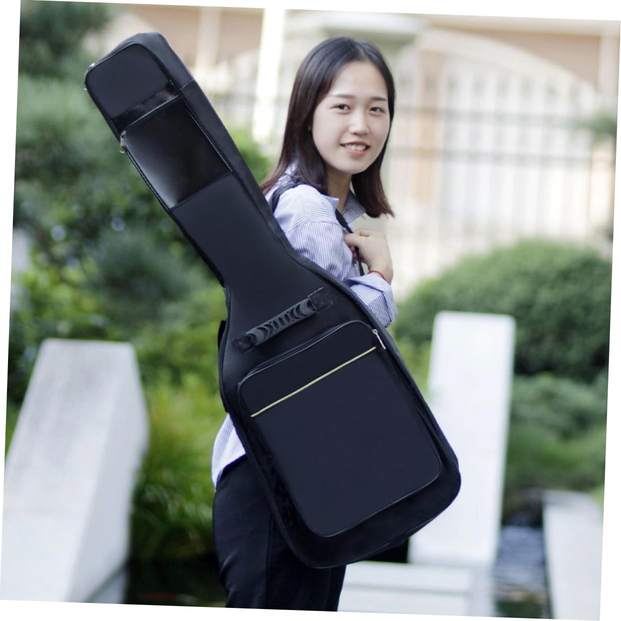 GOOHOCHY Convenient Guitar Bag with Straps Thick Oxford Backpack Holder for Acoustic and Electric Guitars for Outdoor Use