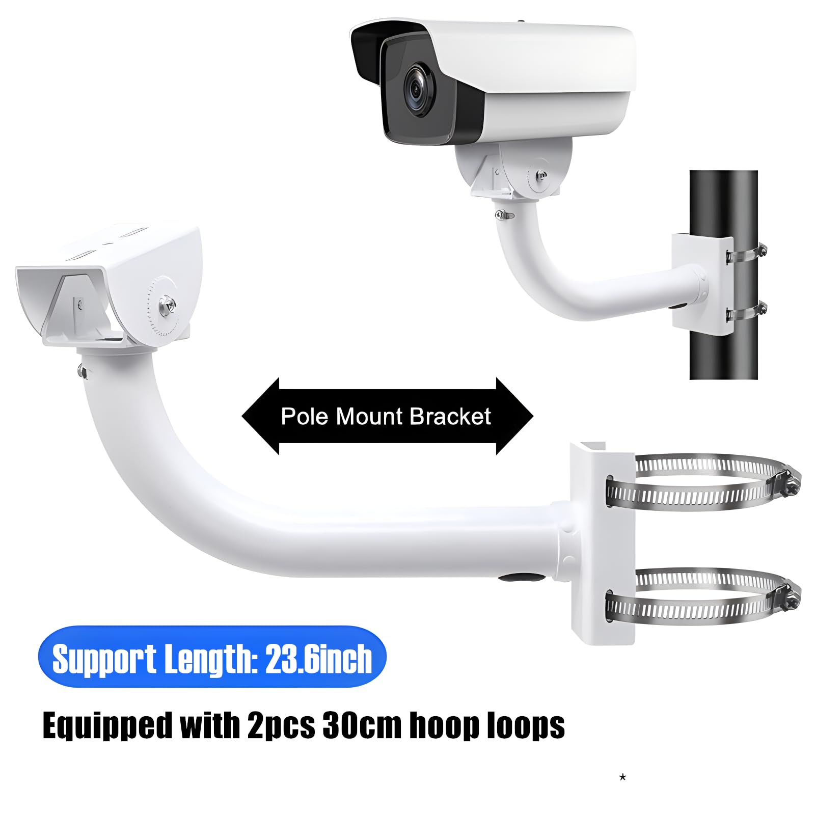 UQISOVI Universal Pole Mounting Bracket with 2 Loops, Aluminum Alloy Vertical Pole Mount Adapter for CCTV Security Camera, Bullet Camera Indoor Outdoor Pole Column Holding Bracket (Length 23.6inch)