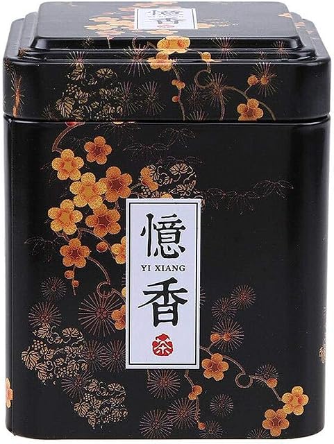Vintage Tea Caddy Flower Pastoral Coffee Jar Tin Square Iron Home Kitchen Storage Boxes Loose Tea Leaves Candy Cans Metal Organizer for DIY Candles Dry Spices Tea Container Party Favors and Gifts