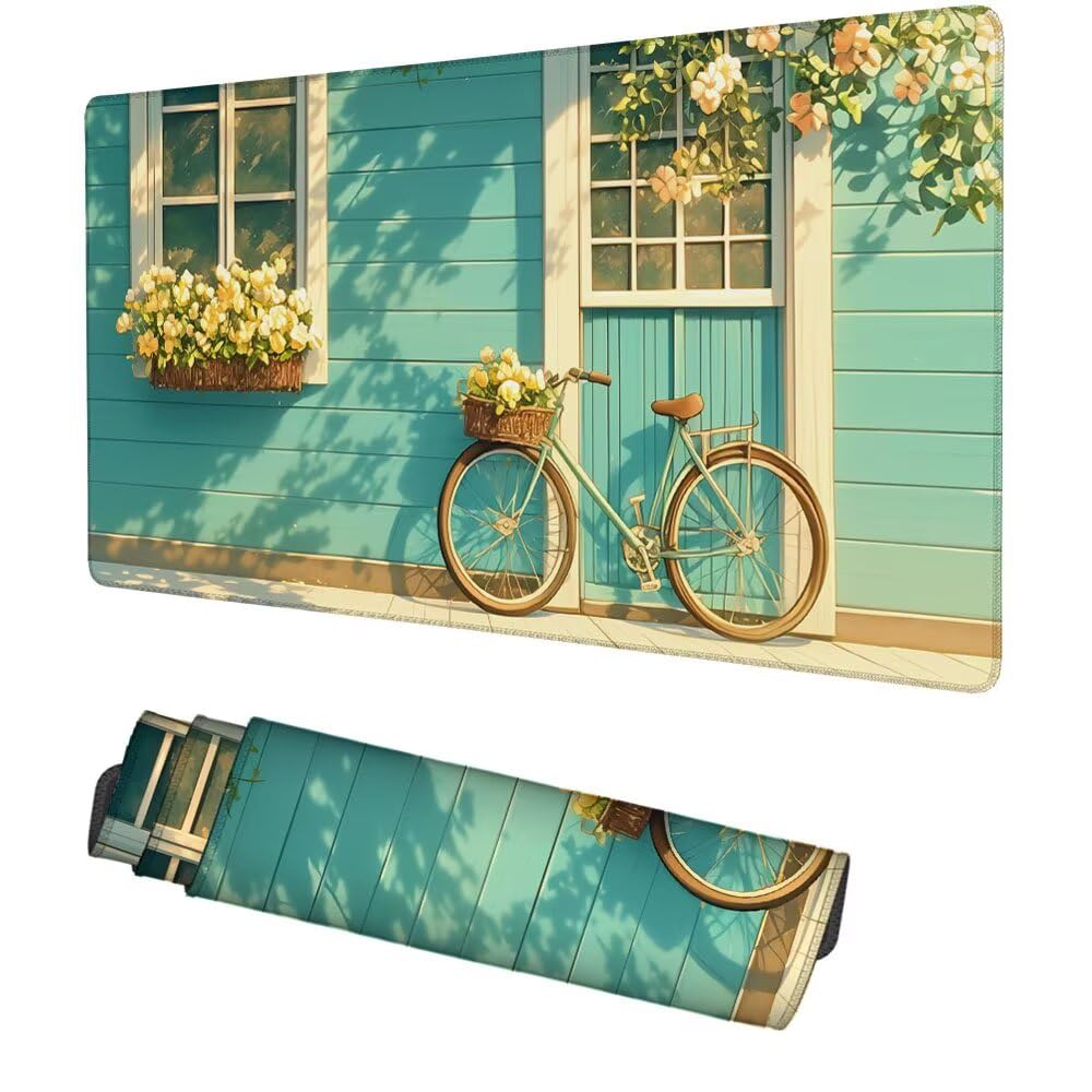 Tappetino Scrivania bicicletta, Tappetino Gaming 1000x500x3mm Mouse Pad blu Tappeto Mouse, Accessori Gaming, Ufficio Accessori, Migliora la Precisione e la Velocità, per Ufficio e Casa f-499