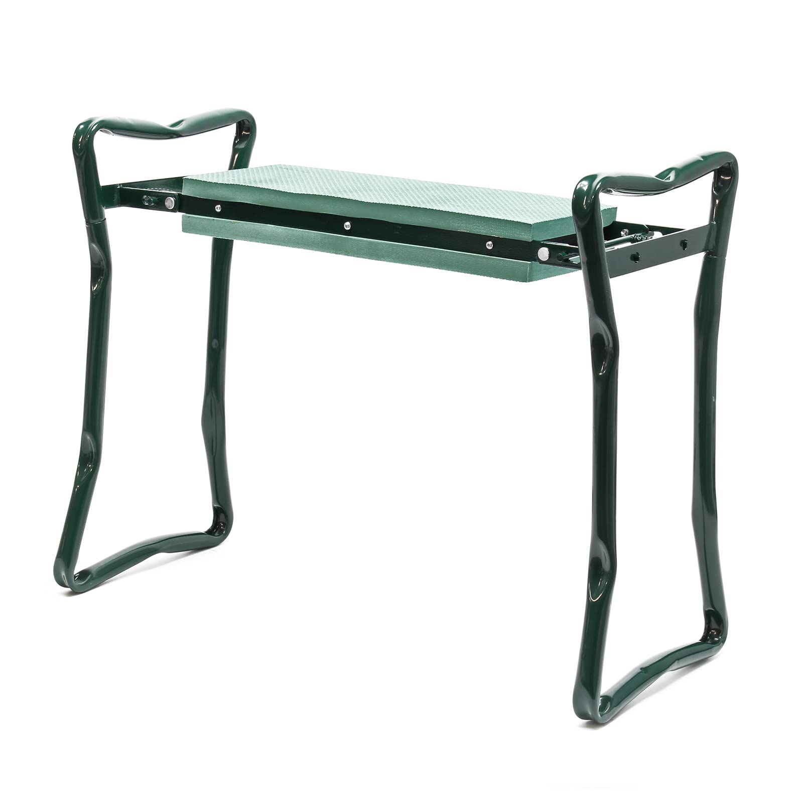 Tabouret de Jardinier 2 en 1 – 650 x 270 x 490 mm – Capacité 150 kg – en Fer et EVA – Agenouilloir de Jardinage Pliable avec 2 Poches, Assise rembourrée, Siège Jardinier