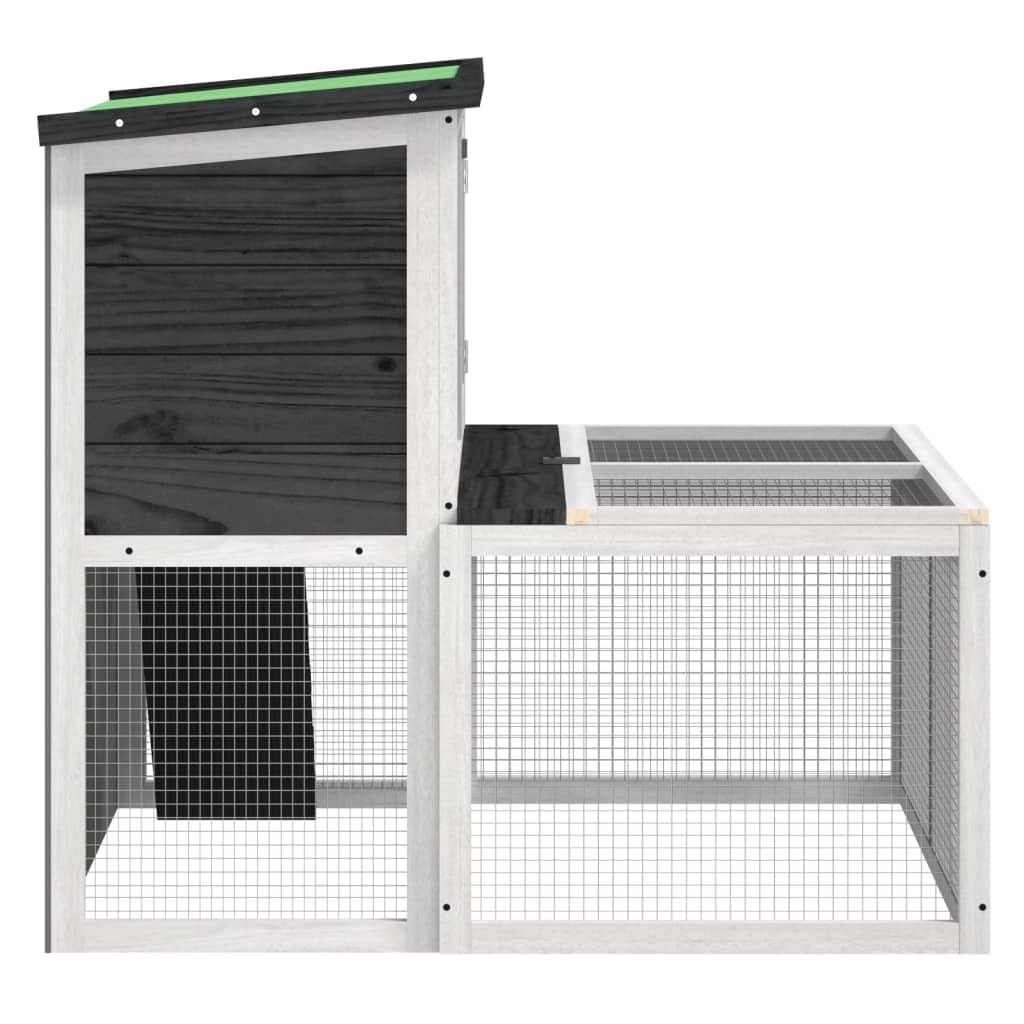 Conejera gris de madera de pino maciza, 102 x 90 x 84,5 cm, con cercado y techo impermeable para animales pequeños como conejos, cobayas, hámster, ideal para jardín