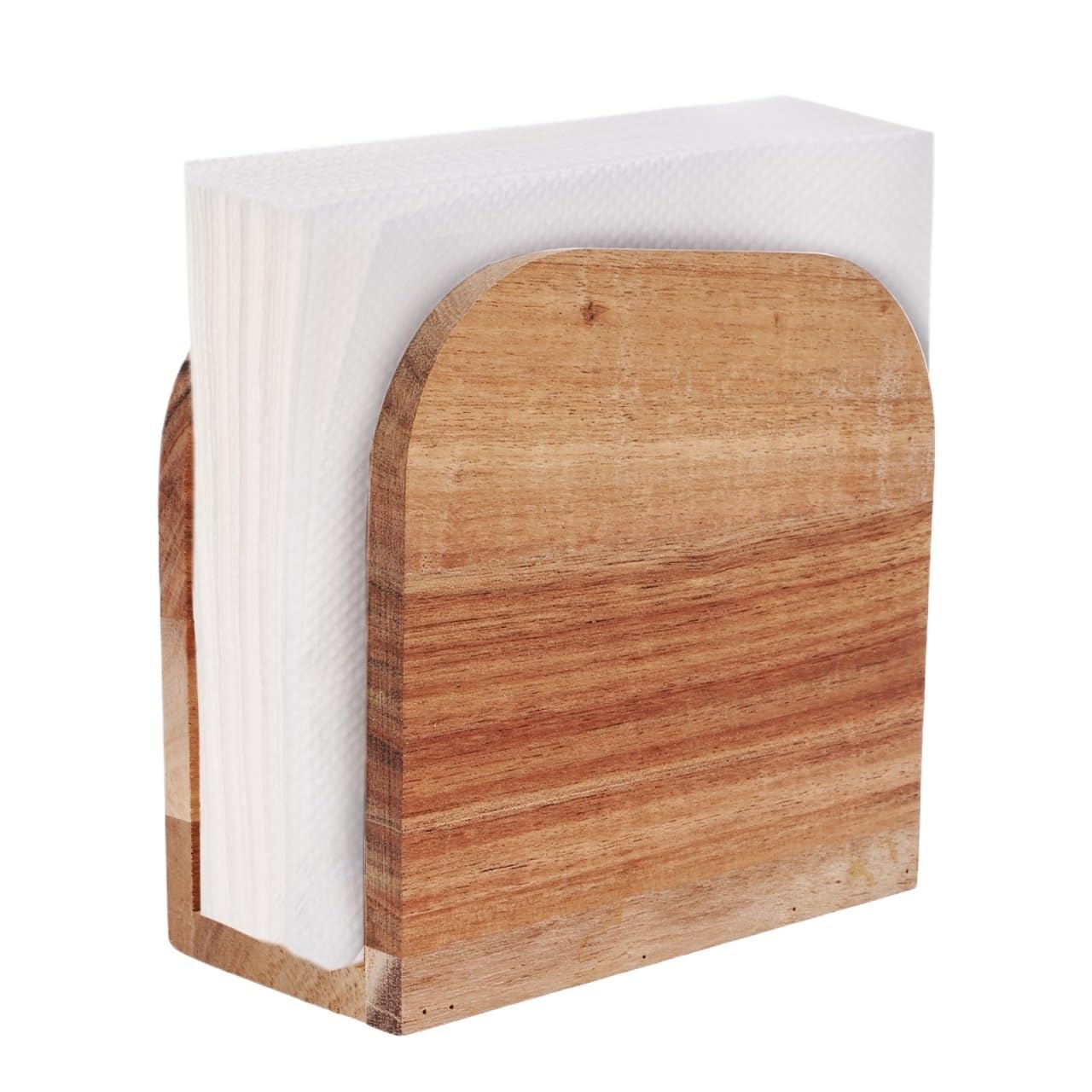 Wooden Upright Napkin Holder Decorative Vertical Paper Dispenser Ergonomic Standing Tissue Storage For Dining