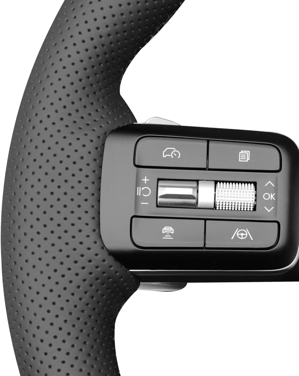 Lonkcy Steering Wheel Cover for Hyundai Santa Fe 2024 Car OEM Hand Stitched Black Genuine Leather DIY Interior Accessories Parts