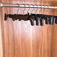 Vista 6 de Skirt Hangers，Pants Hangers with Clips，360 ° Swivel Hooks Space Saving Hangers for Pants, Skirts, Clothes, Jeans (10Pack, Black)
