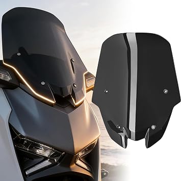 WOOGA X-MAX 300 Windshield Compatible with YA&MA&HA XMAX125/XMAX300 Tech MAX+ Electric Windshield Version 20252026 Fits Tech MAX+ Model Only Black Smoke