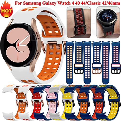 20mm Replacement Smartwatch Wrist Strap for Samsung Galaxy Watch4 44 40mm Silicone Watchband Watch 4 Classic 46 42mm Bracelet (Color : Color K, Size : Classic 42mm)4