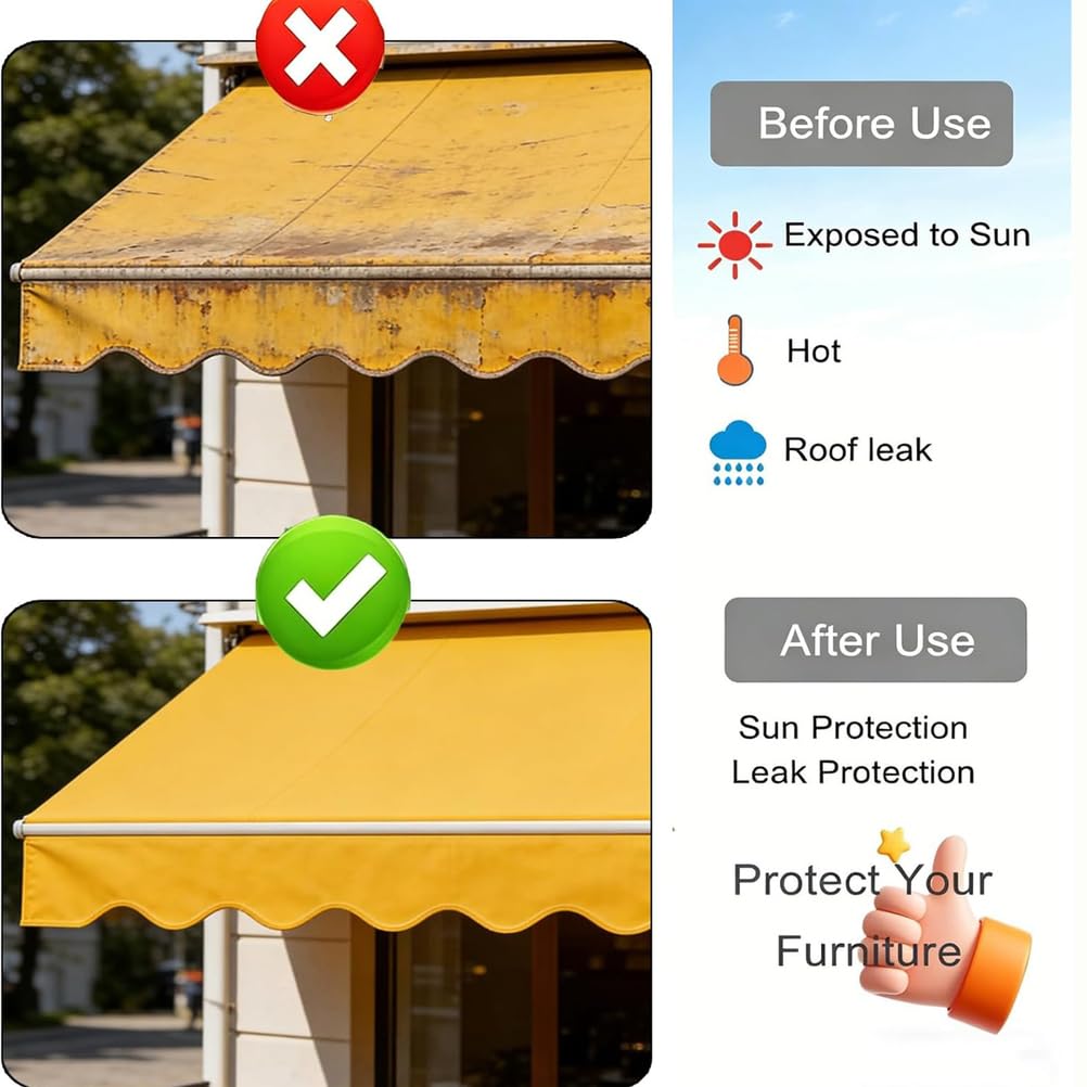 Générique Toile De Store Prête sur Mesure avec Lambrequin, Toile De Remplacement Hydrofuge pour Store Ou Auvent D'extérieur avec Protection UV pour Terrasse, Balcon Et Jardin
