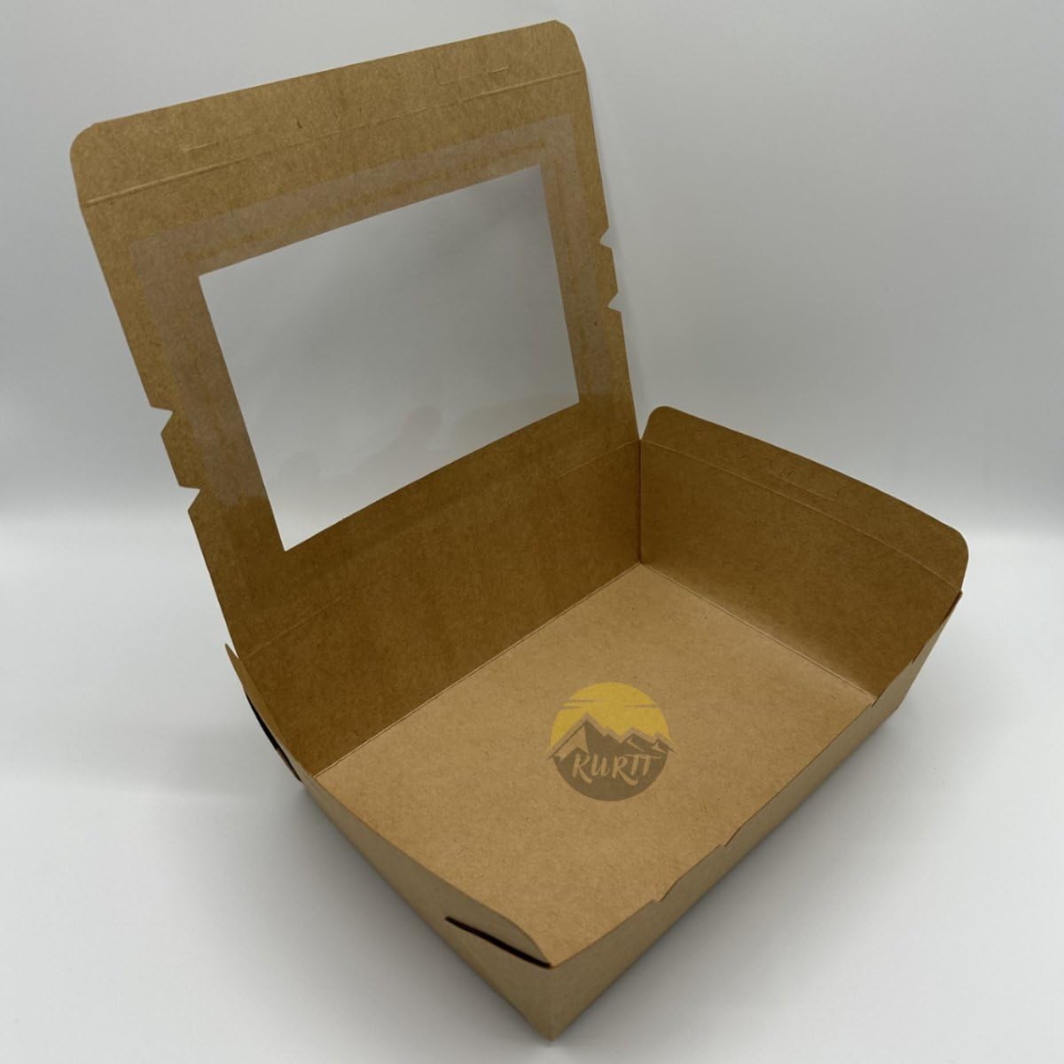 KURTT - 100 Stück - Gastronomie - Catering-Boxen - Take Away - BIO - Brötchengeschäft - umweltfreundlich - Einweg - Lebensmittelverpackung - KRAFT - Größe L