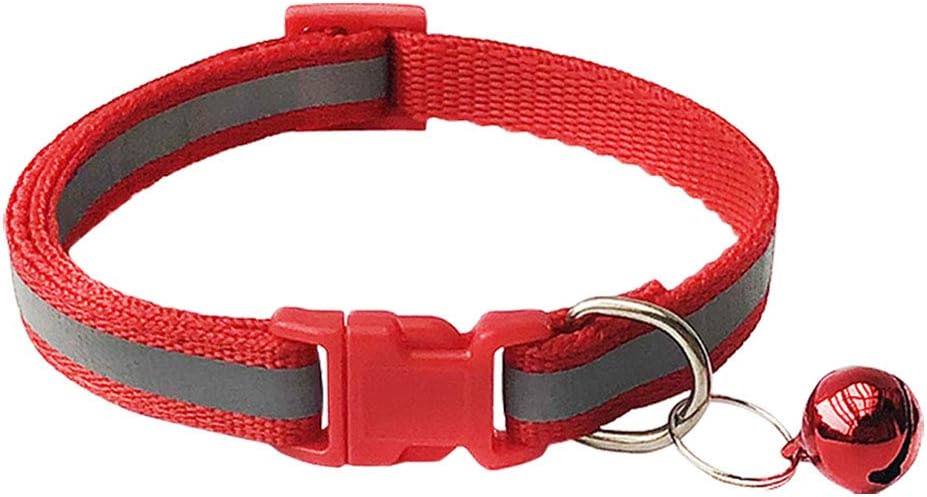 CHBORCHICEN 2-Pack Footprint & Reflective Cat Collar with Bell Basic Dog Cat Collar Buckle Adjustable Polyester Cat Dog Collar or Seatbelts (X-Small, Pink) : Pet Supplies