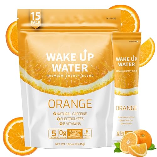 Paquetes de energía + hidratación (paquete de 15), sabor a naranja, mezcla de bebidas en polvo de electrolitos con cafeína natural, electrolitos,