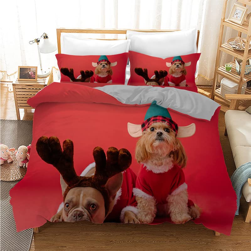Housse de couette Noël 240x260 avec chien pour réchauffer vos fêtes