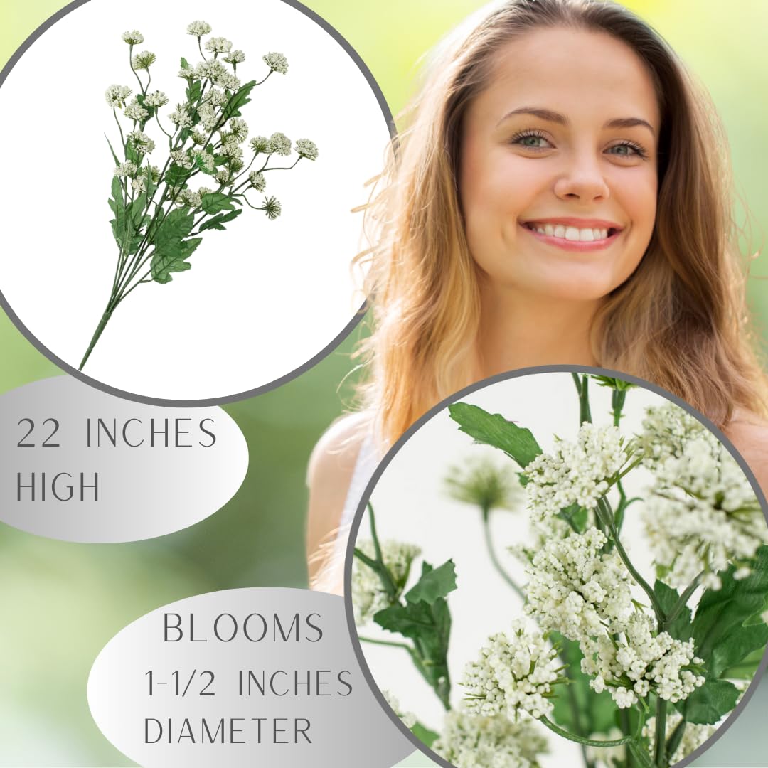 Factory Direct Craft Artificial Queen Annes Lace Bouquet - Fake Flowers for Spring or Summer Arrangements and Centerpieces (22 Inches High)