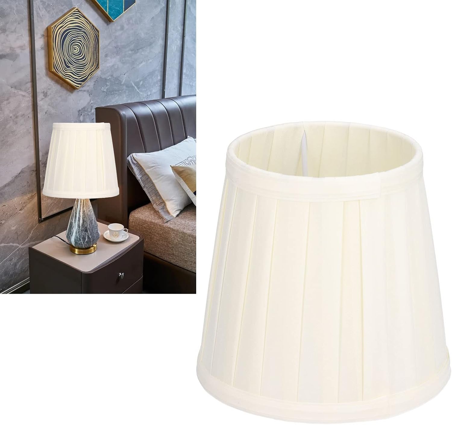 3Pcs White Pleated Lampshade, Drum Fabric Bulb Lampshade Mini Barrel Light Lamp Shade Cover for Table Lamps, Floor Lamps and Chandelier, 6 x 5.5 x 4in