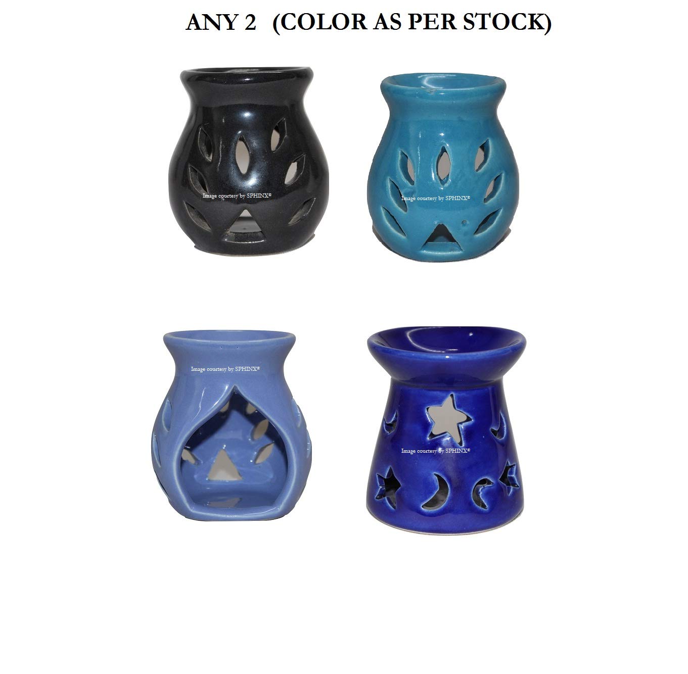 SPHINX Ceramic Diffuser/Aroma Oil Burner/Visarak Assorted colors - Set of 2 (Color as per stock)