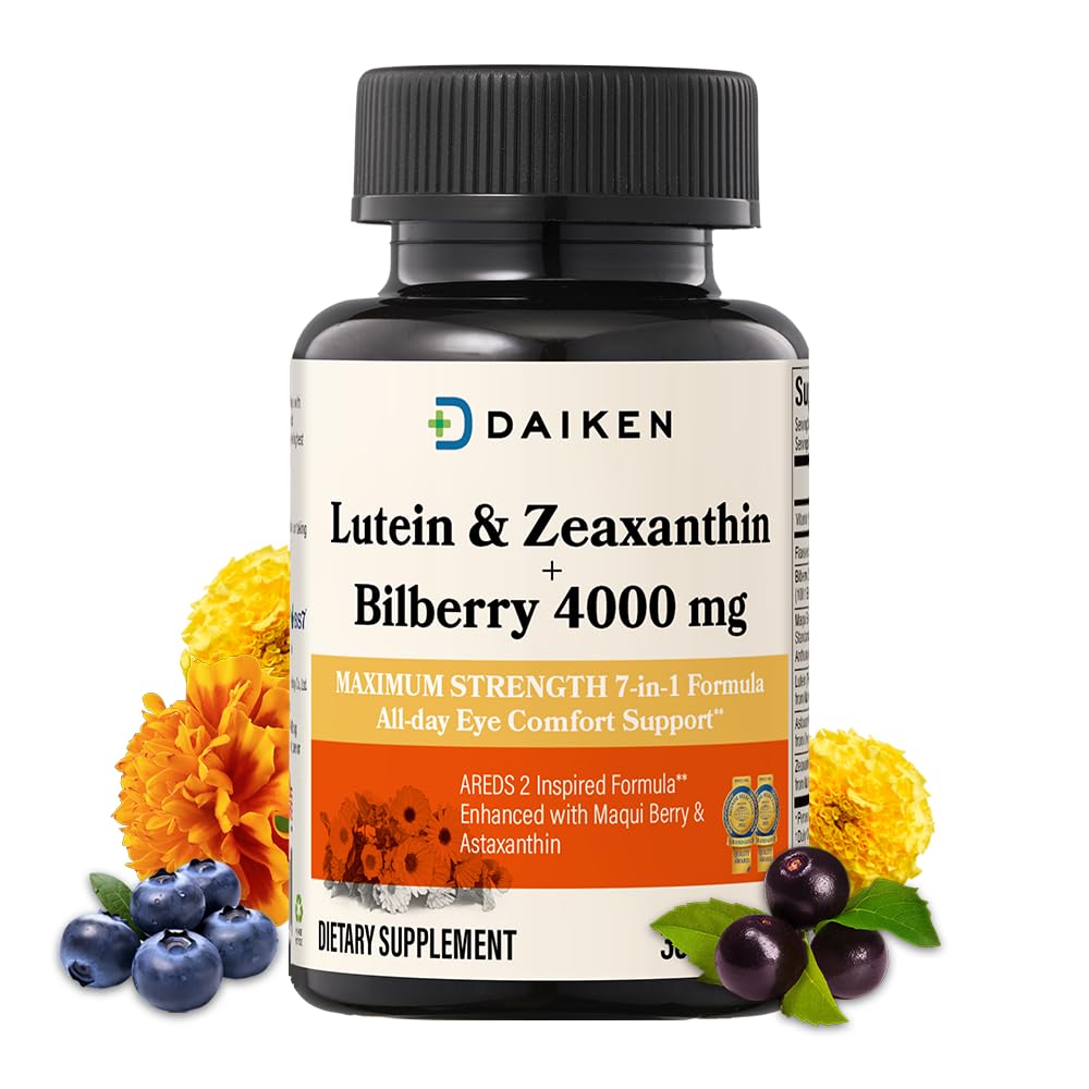 DAIKEN Lutein and Zeaxanthin Supplements, AREDS 2 Inspired Formula with Astaxanthin, Maqui Berry, Bilberry, Flaxseed Oil & Vitamin E, 30 Softgels