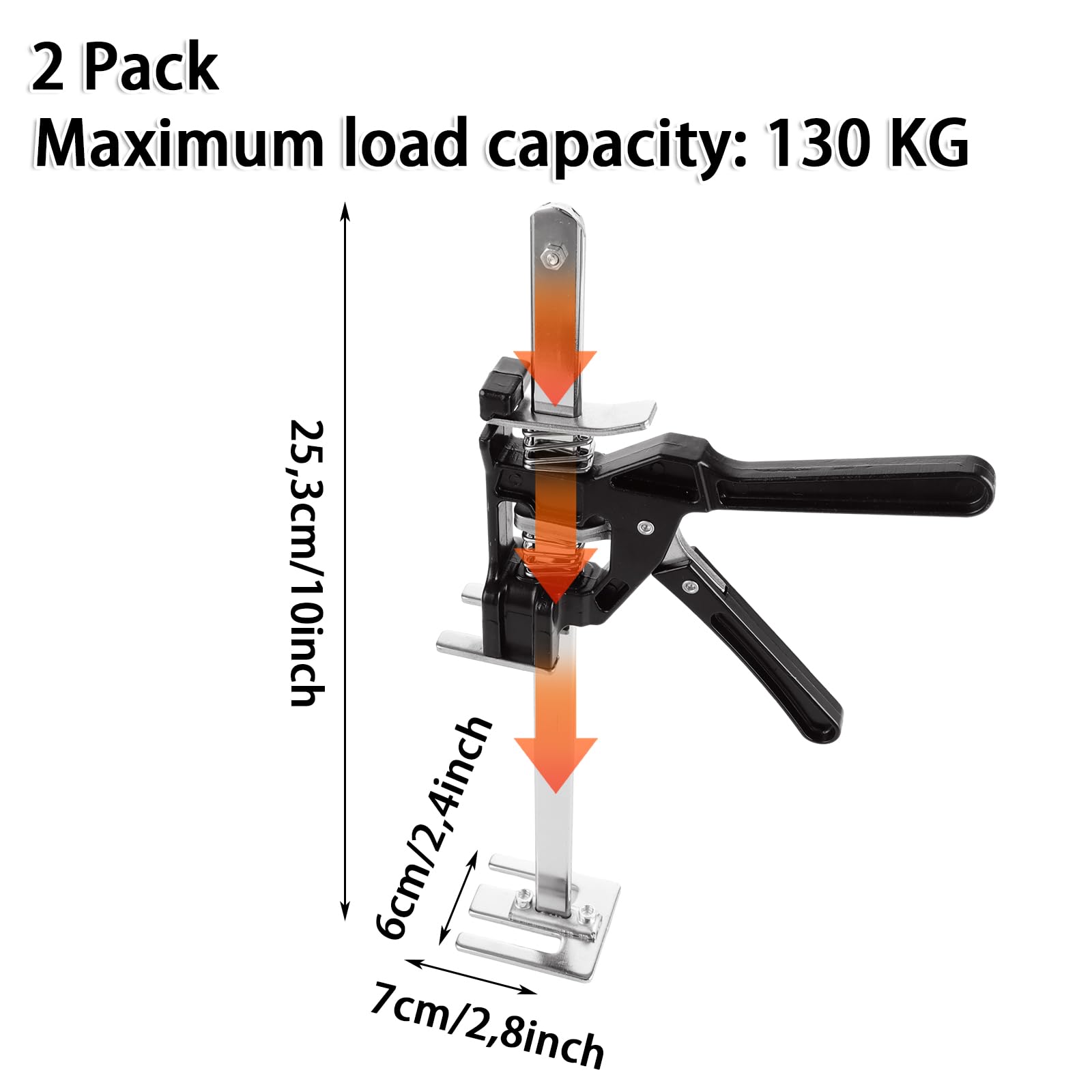 Set di 2 Braccio di 38 cm per Risparmio di Lavoro, Regolatore di Altezza 240 kg, Altezza di Sollevamento 25 cm, Braccio di Sollevamento con Scala, Utensile Manuale per Sollevamento, Piattaforme