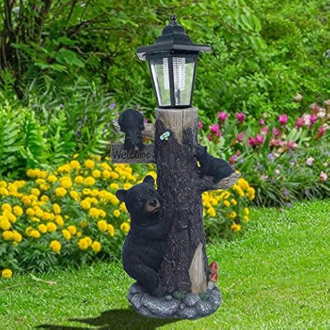 Oritty Bear Statue Garden Décor with Solar Lights Cover