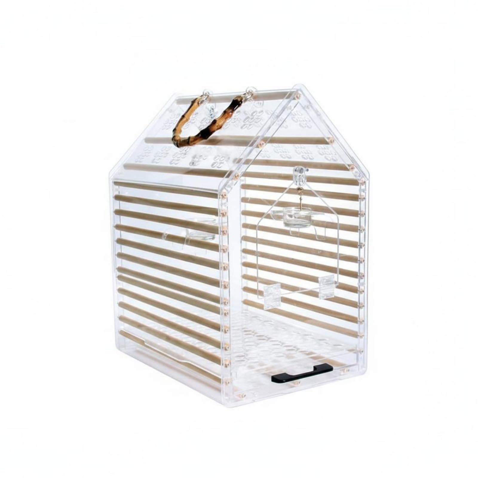 Cage transport oiseau perchoir intégré pour éviter le stress des déplacements en grand format