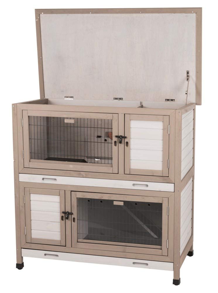 Trixie Natura Kaninchenstall mit Isolierung, 116 x 113 x 65 cm, grau