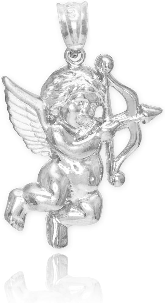 Trendy Necklaces Fine 925 Sterling Silver Bow and Arrow Angel Love Cupid Charm Pendant