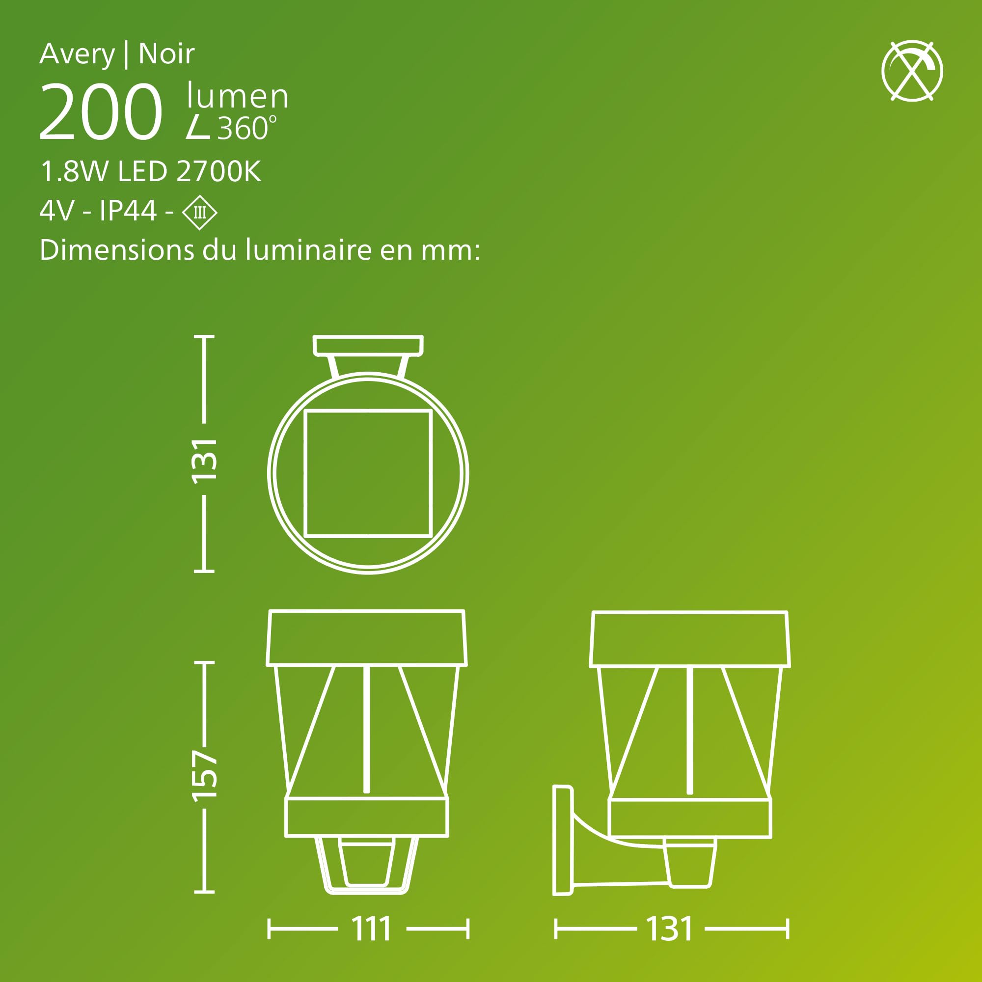 Image secondaire de Applique Solaire Philips Avery pour Extérieur - Éclairage LED Noir 2700K