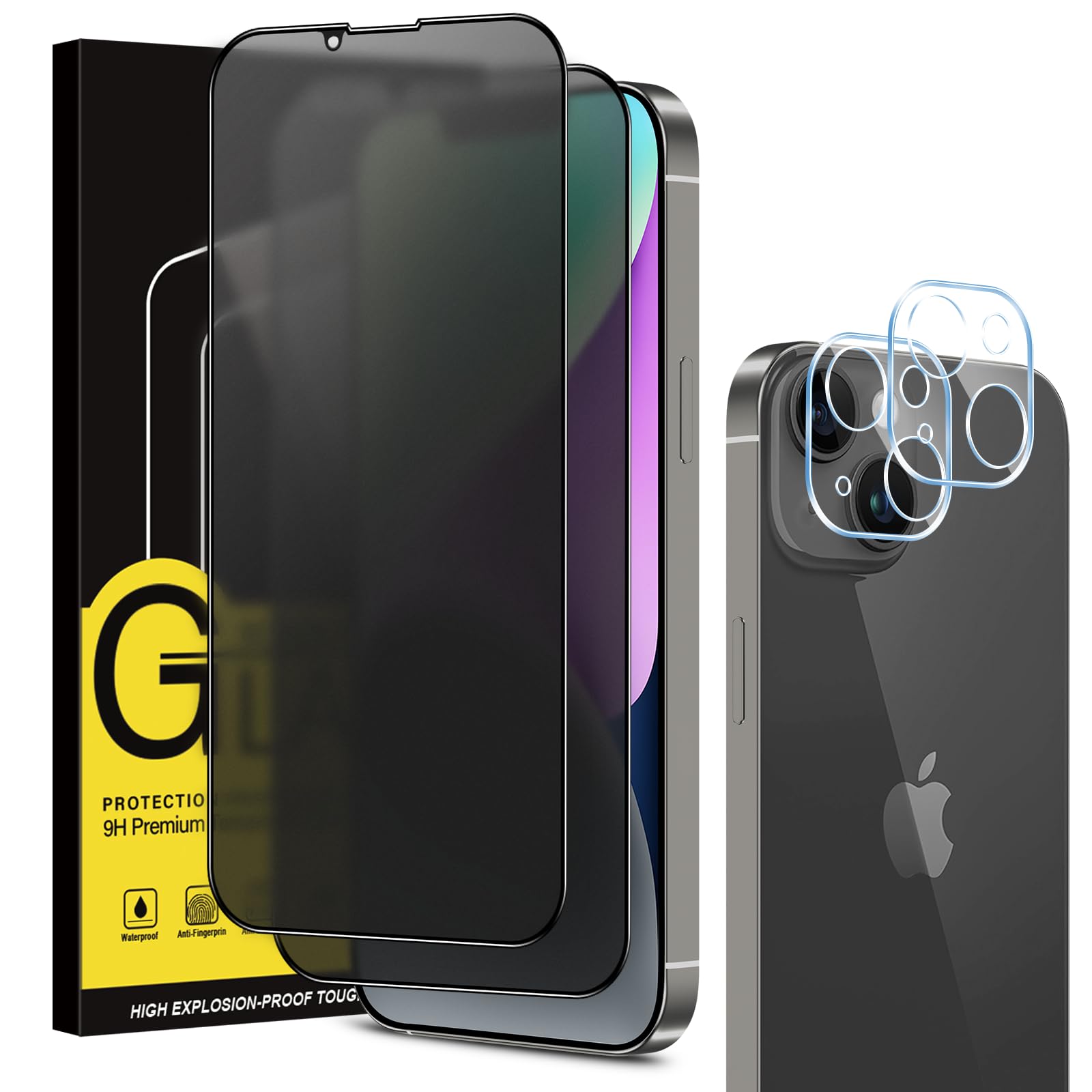 Kit Protection IPhone 17 - 2x Verre Trempé Privatif Anti-Espion + 2x Protection Caméra Arrière - Dureté 9H - 7