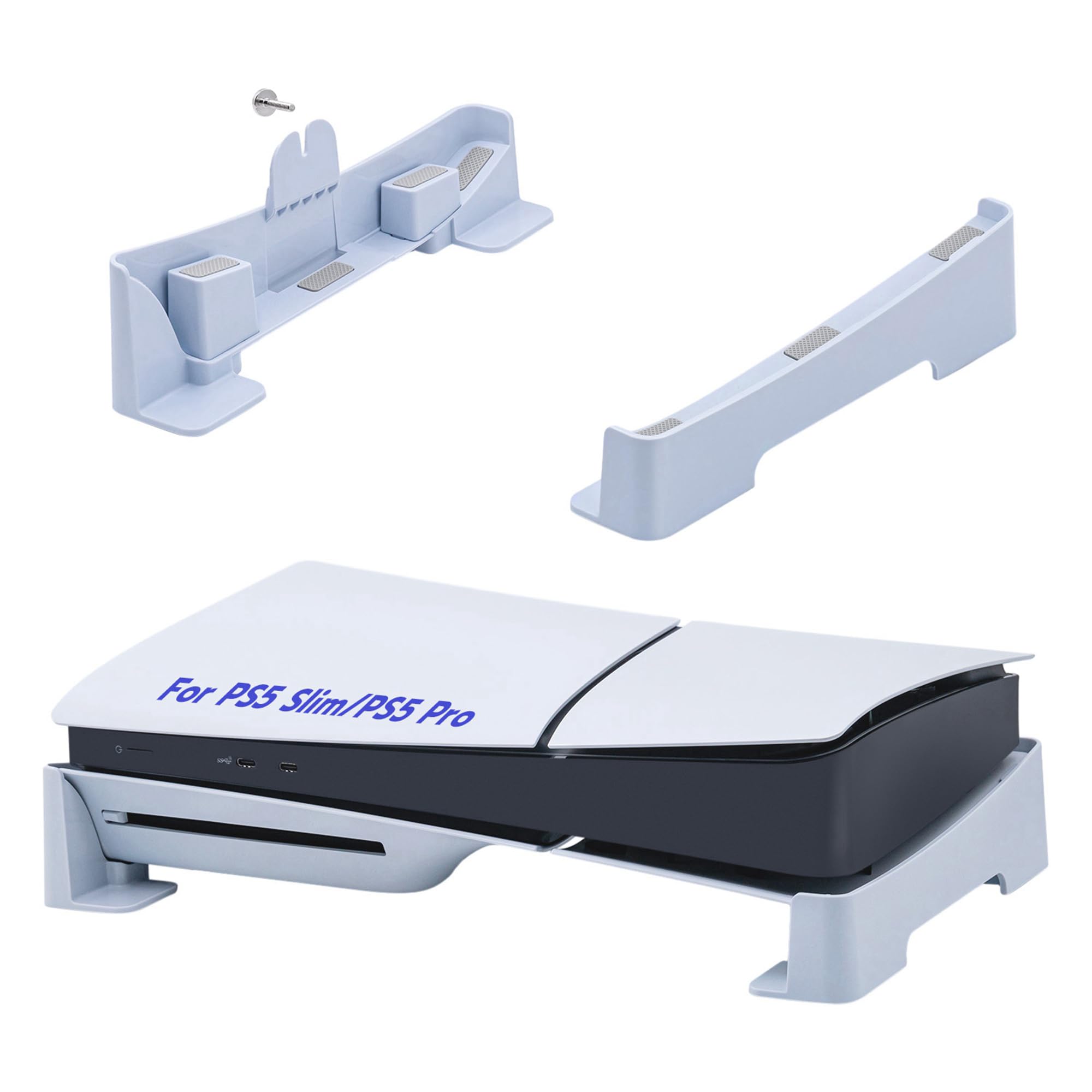Soporte Horizontal para PS5 Slim / PS5 Pro DE/UHD Consola, Base de Soporte de Accesorios para PS5 Slim Disc y Edición Digital con Almohadilla Antideslizante - Blanco