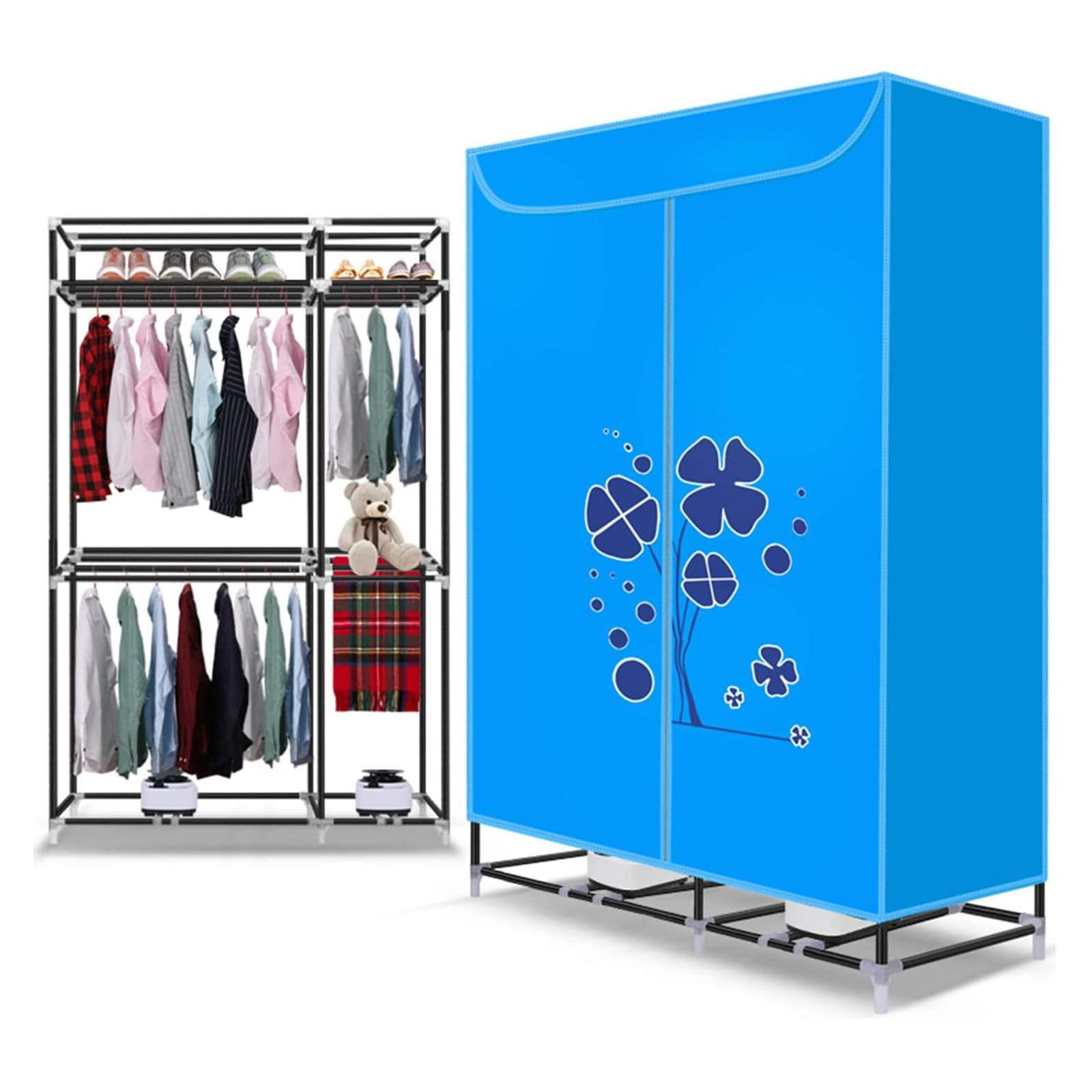 Secadora de Ropa portátil, tendedero con calefacción de 2000 W, Tiempo de 30-180 min, Alta Capacidad de 3 Niveles, Carga de 50 kg/110 LB, Salida de Aire circulante de 360°, para el hogar, lavandería
