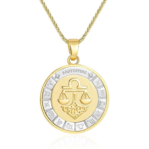Zodiac Necklace Women Men, 18K Gold Plated Tarnish Free Zodiac Pendant Necklaces, R...