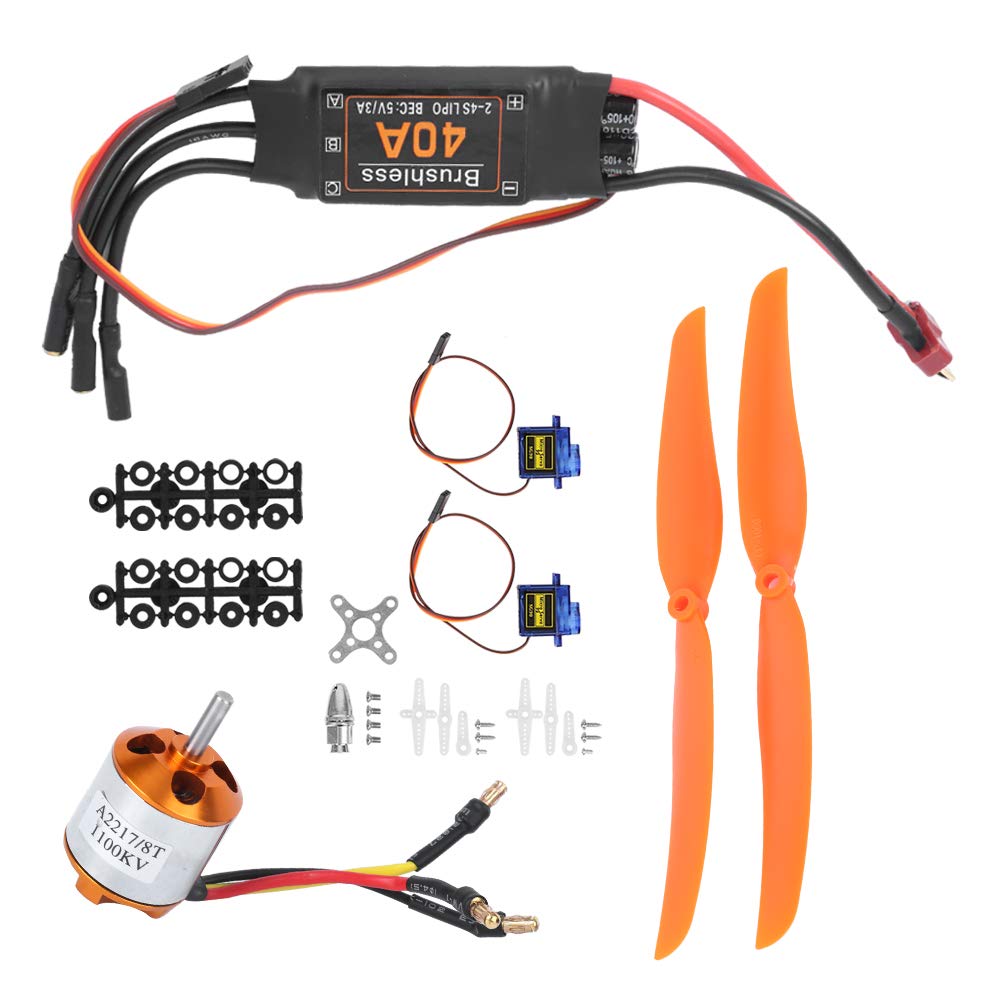 Keenso A2217 1100KV Bürstenloser Motor, 40A Regler mit Sicherheitsschutz, SG90 9G Mikroservo für RC-Flugzeug (A2217 KV1100KV Bürstenloser Motor 40A ESC SG90 9G)