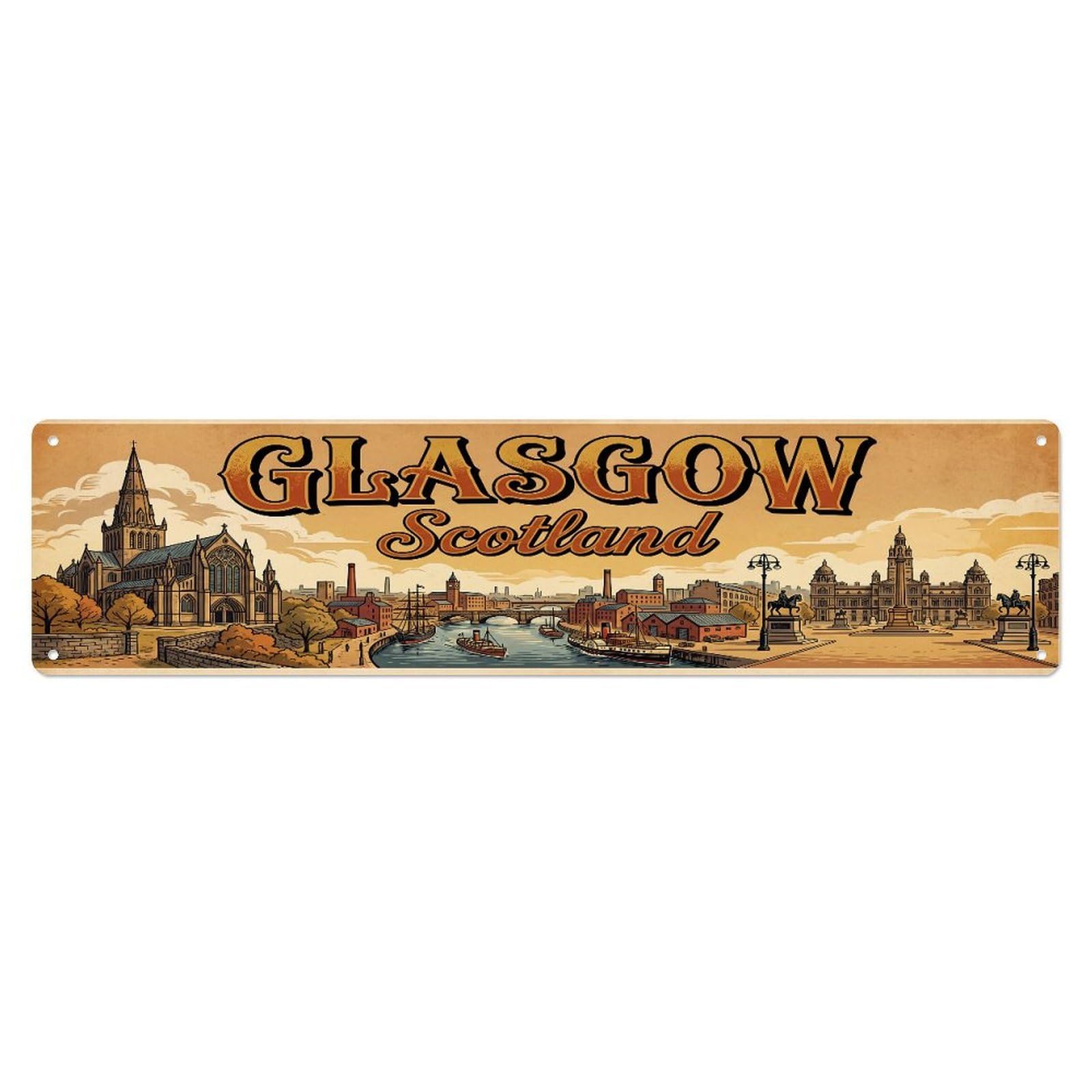 Tgrcjimh Style Metal Tin Sign Retro Travel Scotland Glasgow