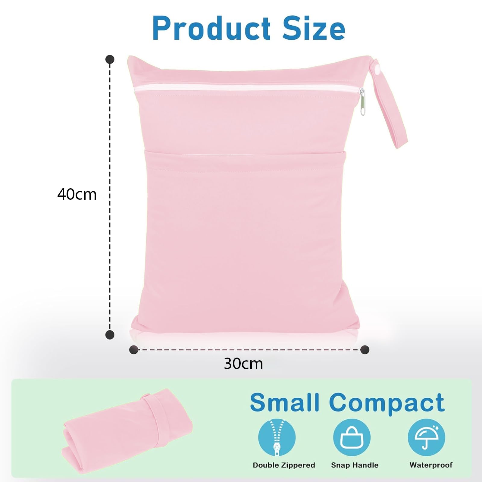Borse impermeabili riutilizzabili con cerniera 40x30 cm wet bag grande