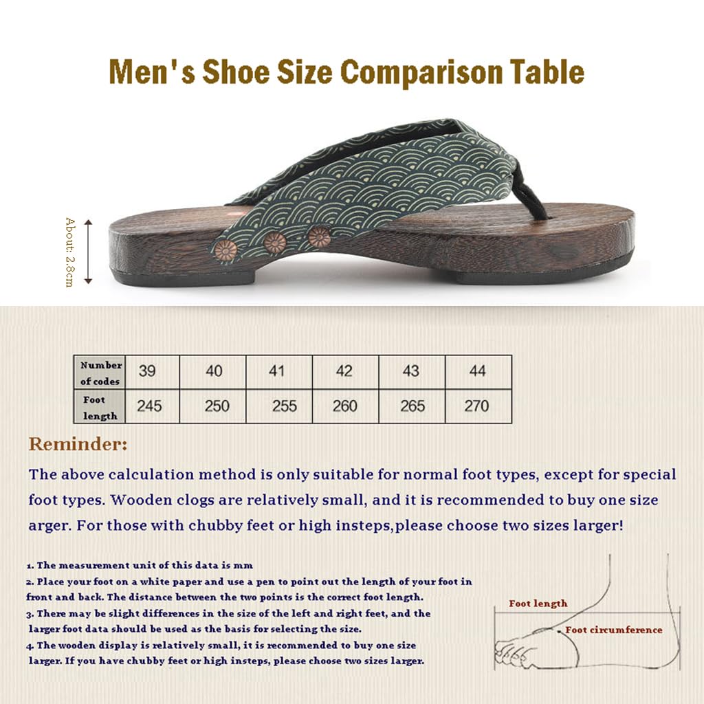 Sandali da Uomo Geta Legno Kimono Infradito Tradizionali Giapponesi Pantofole estive Infradito Sandali da Donna Eleganti Sandali da Donna Tacco Piatto Kimono Scarpe(Size:EU 43,Color:Drago Nero)