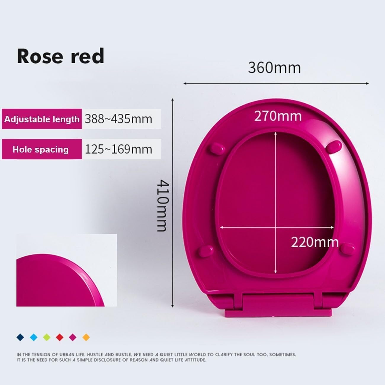 Durable plastic Soft-close Circular Toilet Seat - Quick-release Hinge Cushion Easy to clean(Purple)