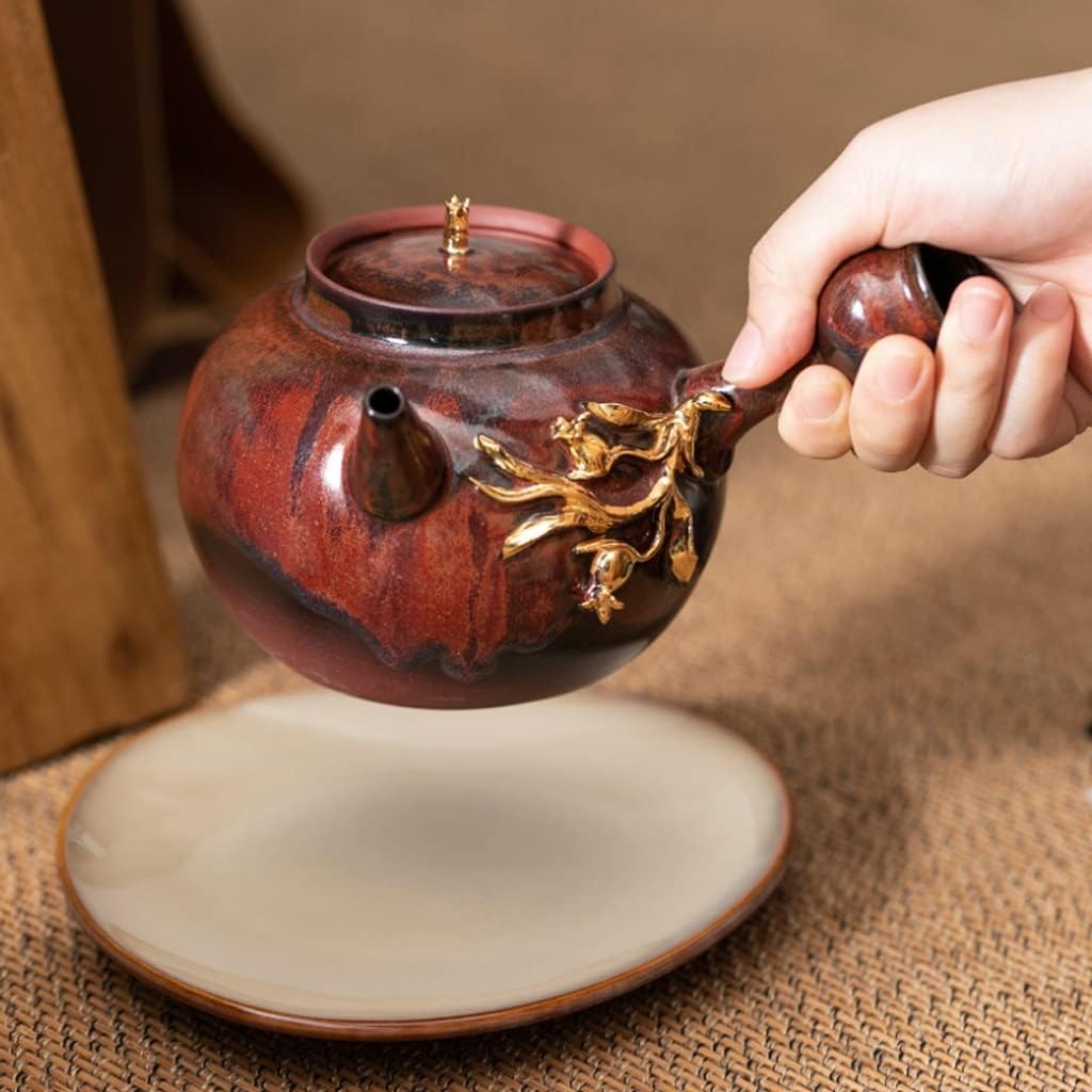 Tea Kettle Stovetop Colored Gold Engraving Soaking Teapot Red Kiln Variable Burning Tea Tea Set Household Craft Teapot Tea Pots for Stove Top Teapots (Color : B, Size : 700) (B 700) (A 700)