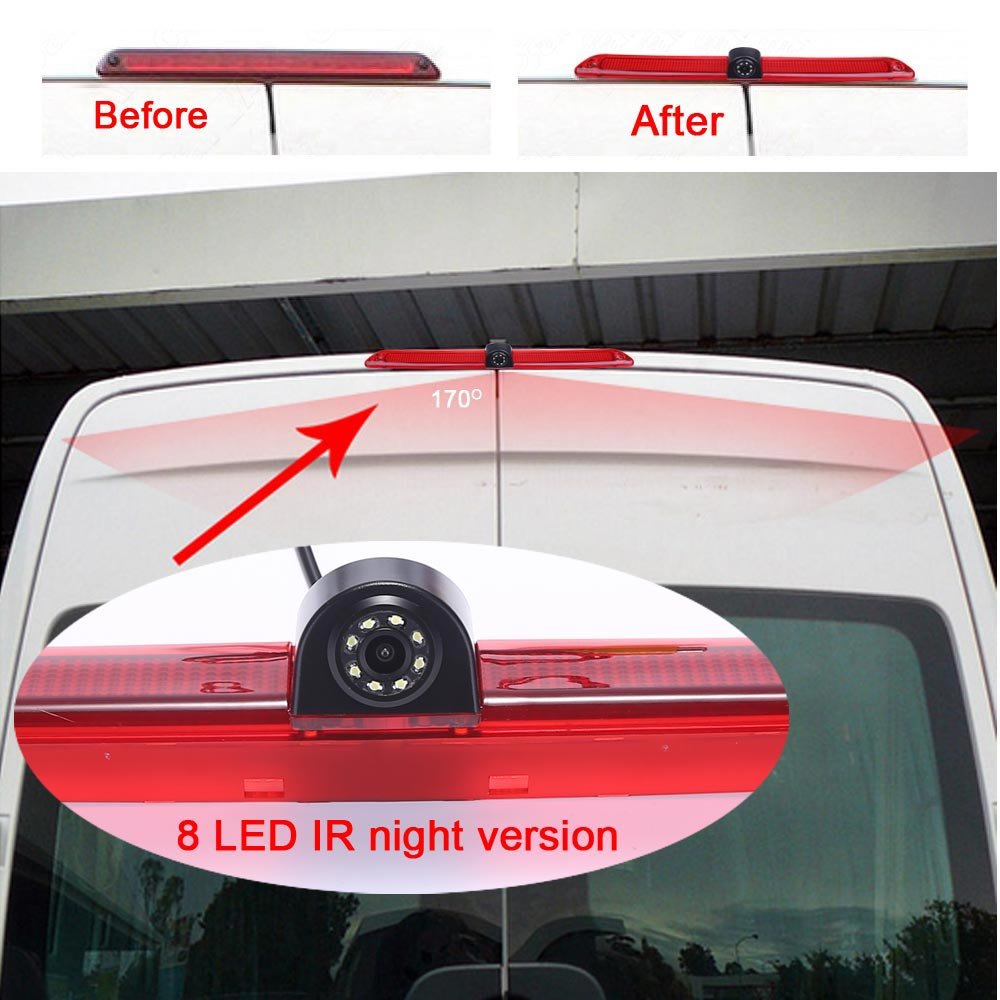 Kalakass Car Third Roof Top Mount Brake Lamp Camera Brake Light Rear View Backup Camera for Sprinter Viano Vito Transit Ducato VW Crafter - Image 4