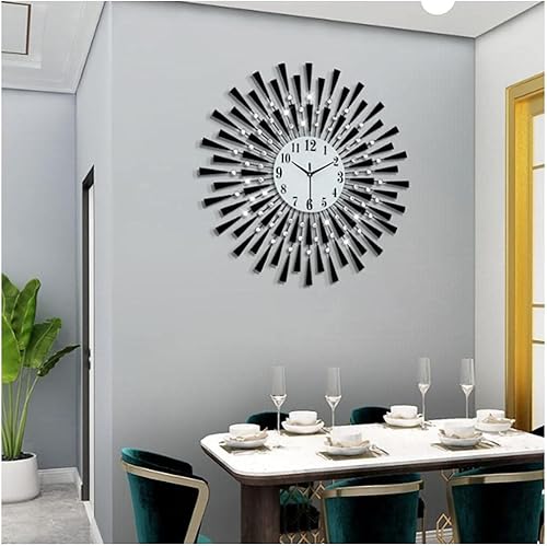 Reloj de cocina moderno reloj de pared 3D cristal celebración reloj de pared de metal espejo plateado brillante decorativo sala de estar hogar