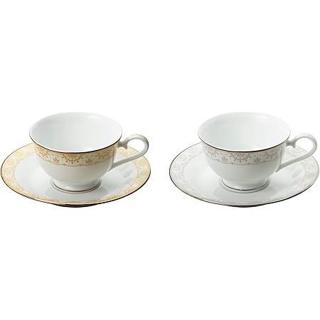 Amazon Co Jp Noritake ノリタケ カップ ソーサー ペアセット コーヒー ティー 兼用 250cc ハンプシャープラチナ 2客 ファインポーセレン P919 4336 ホーム キッチン