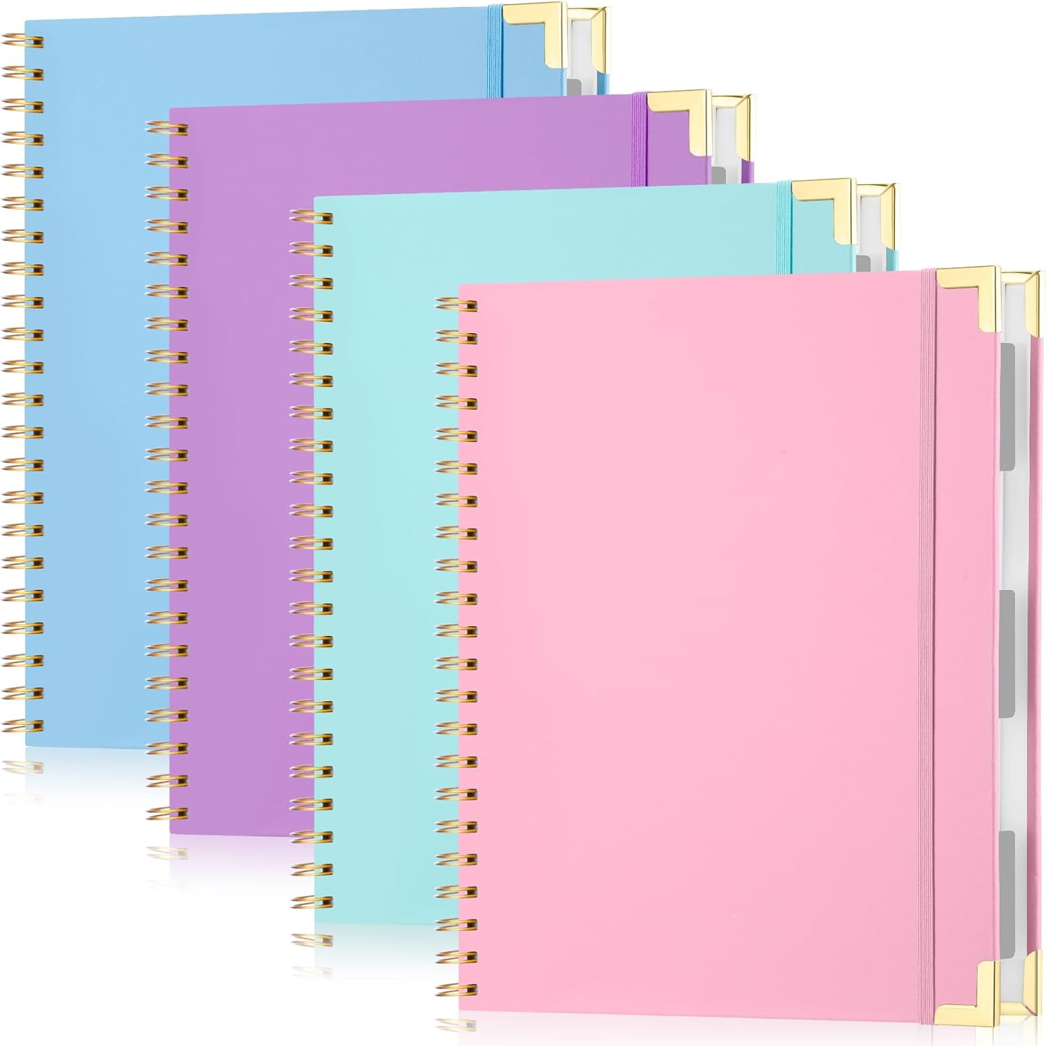 Tenceur 4 Pcs A4 300 Pages Spiral Notebook 8.5 x 11 Inch